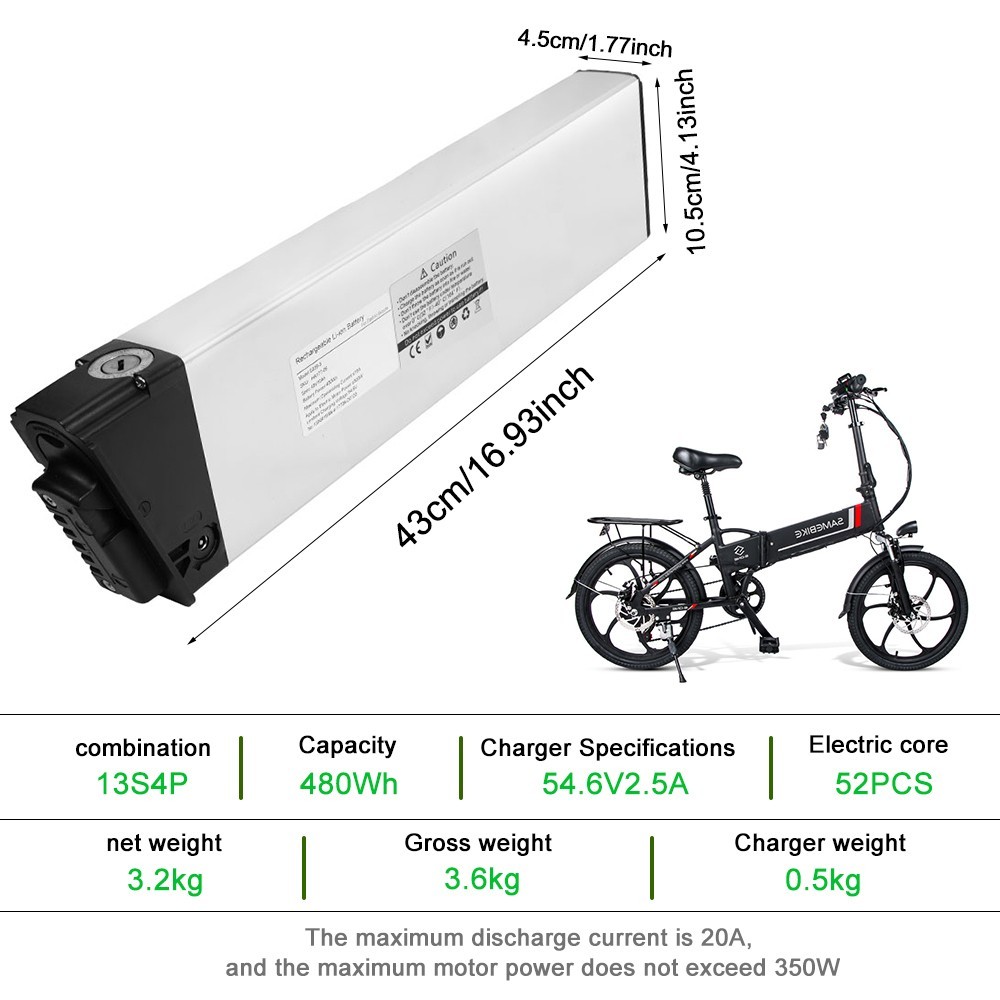 48V 10Ah E Bike Battery 480wh Replacement Electric Bicycle FOR NAKXUS 20F063