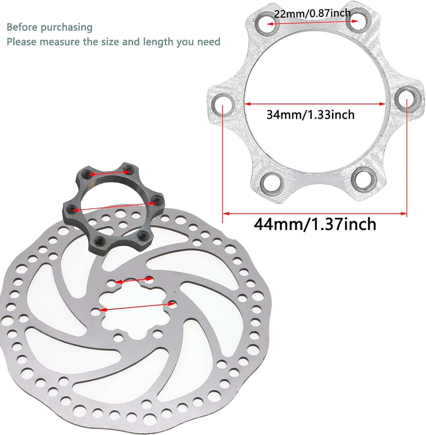 2 Pcs Bike Bicycle Freewheel Threaded Hubs Disk Disc Brake Rotor Aluminium Alloy
