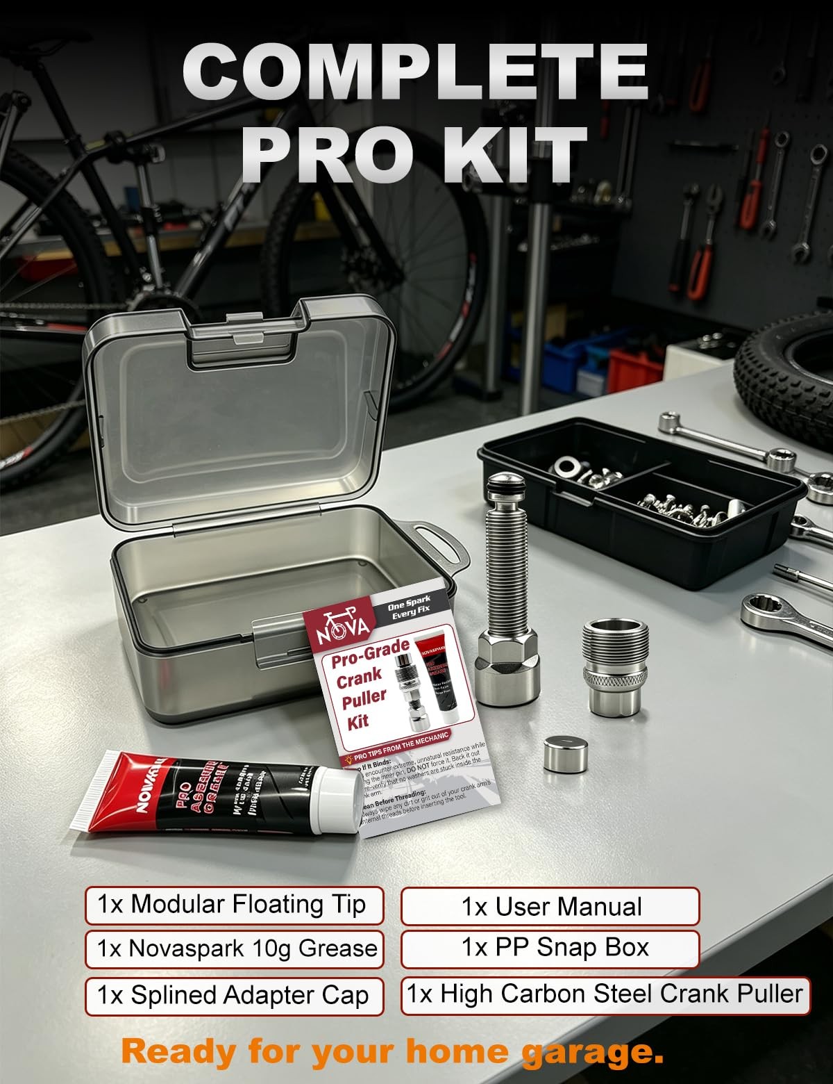 White Upgraded Bike Crank Puller Removal Tool Kit Basic