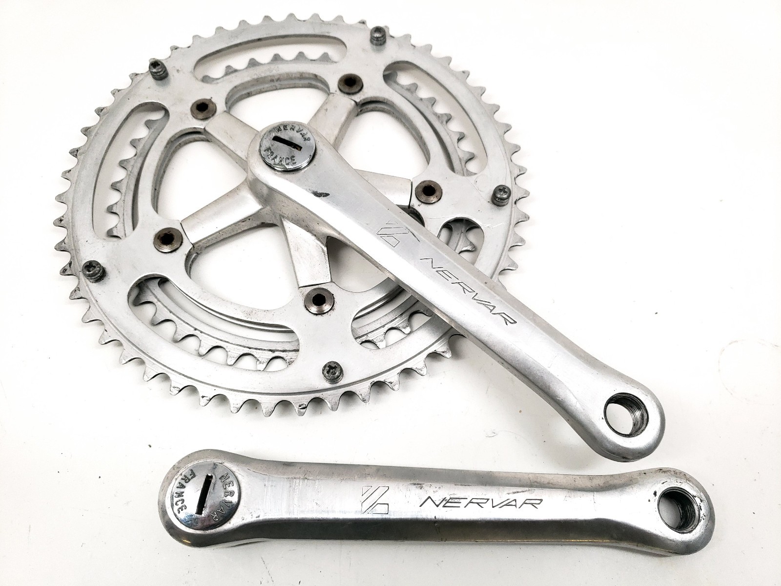 Nervar Square Taper Double Silver Aluminum 122BCD Crankset 52/42t 170mm