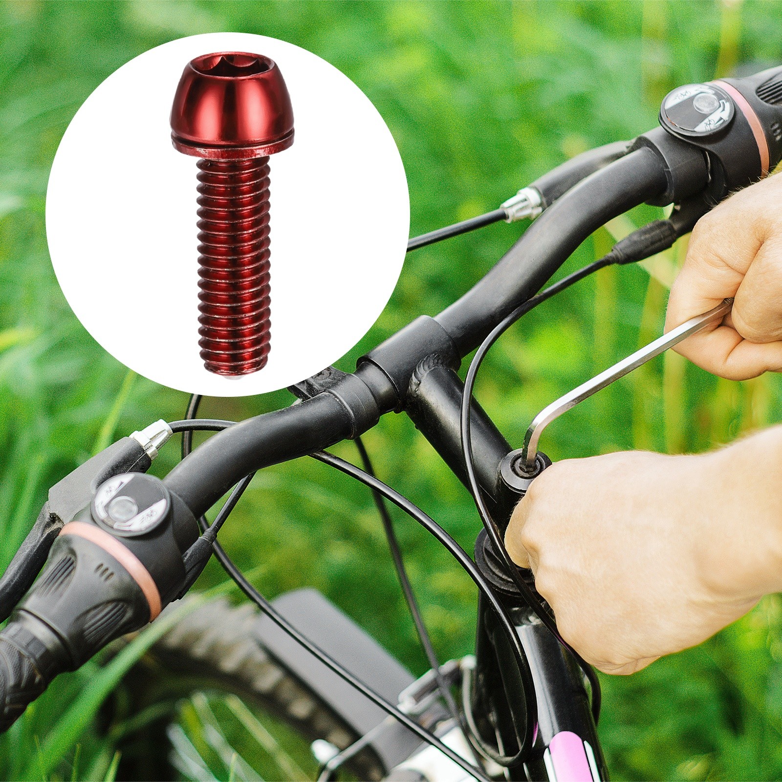 M6 x 20mm Bike Stem Bolts, 6pcs Tapered Bolts Screws for Bicycle Stem, Red