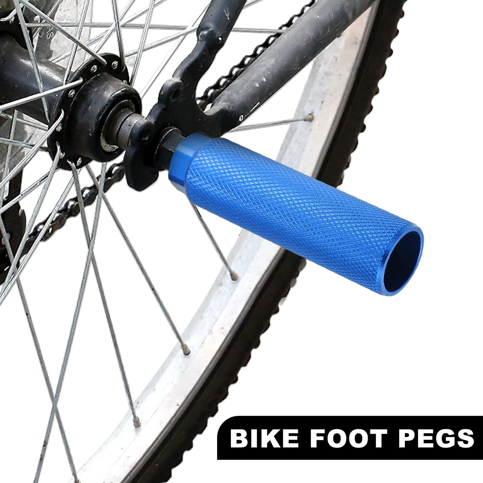 X AUTOHAUX Pair Aluminum Alloy Rear Foot Pegs Footrests Universal Blue for BMX M