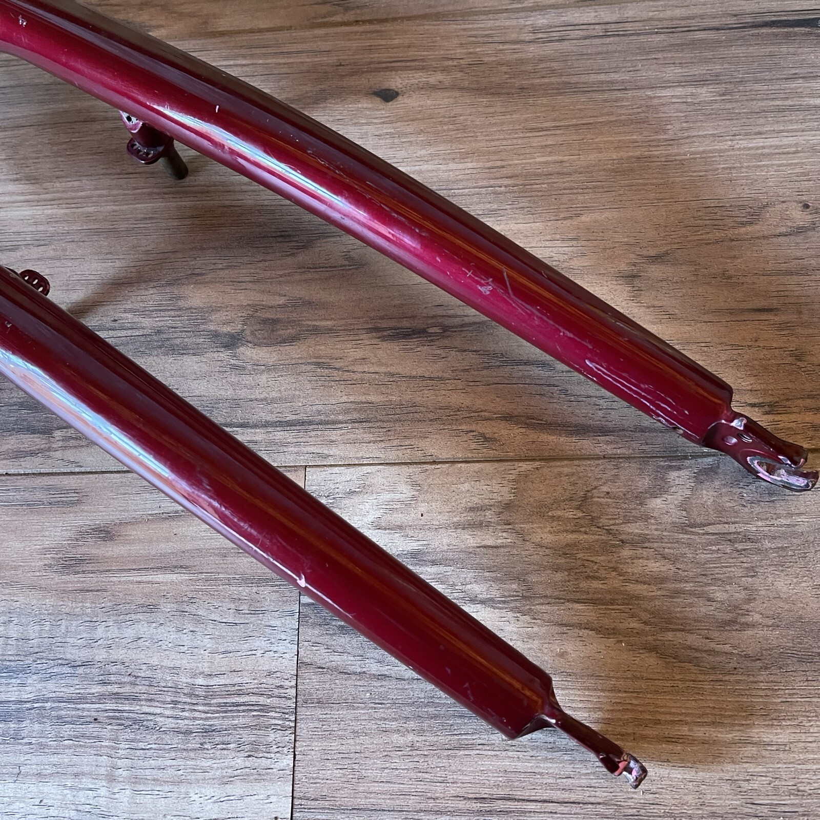 Vintage Chromoly MTB Fork 26 1 1/8 Threaded 136mm 390mm AtoC Dark Red