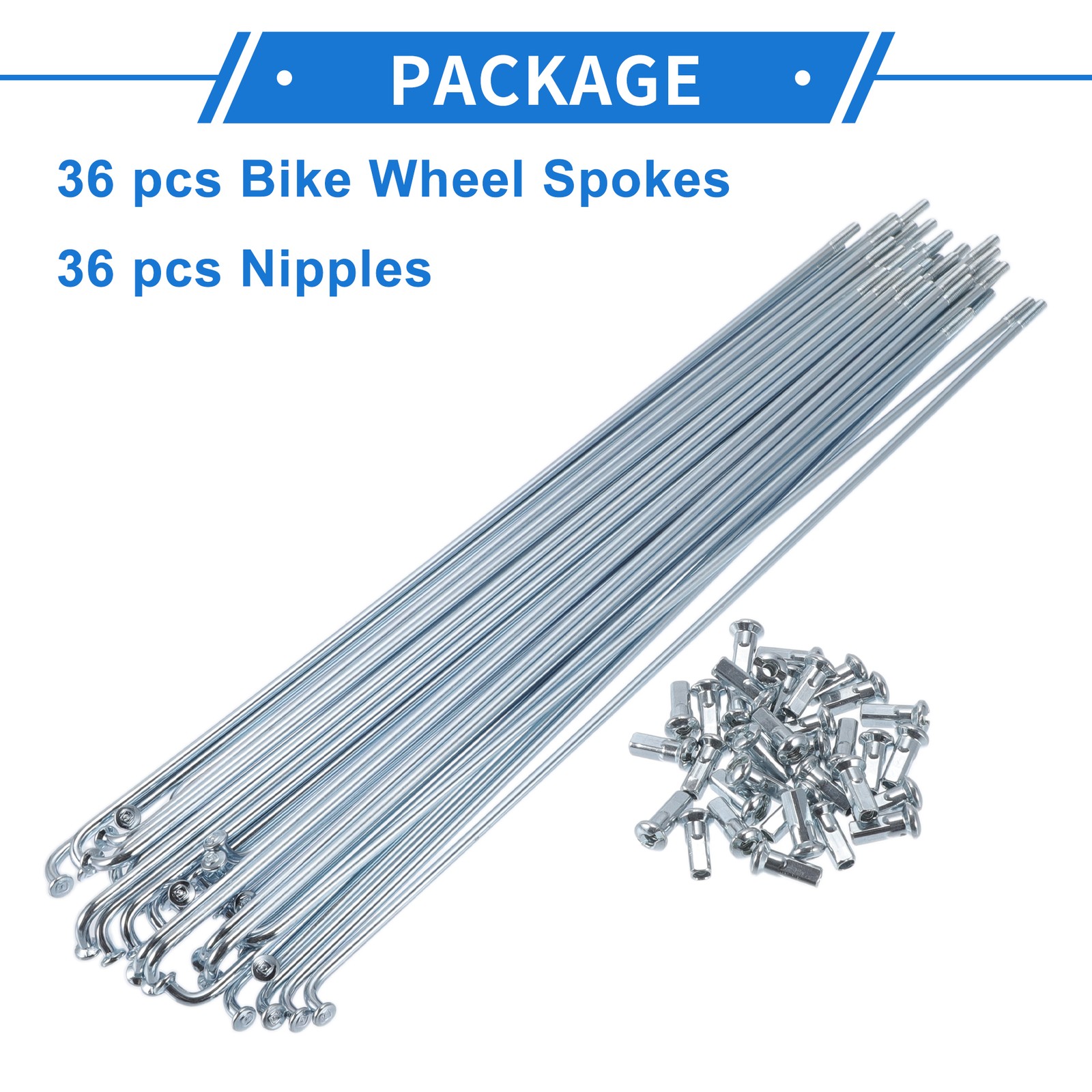 1 Set 12G 220mm Length Bicycle Spokes Nipple Carbon Steel Galvanized Universal
