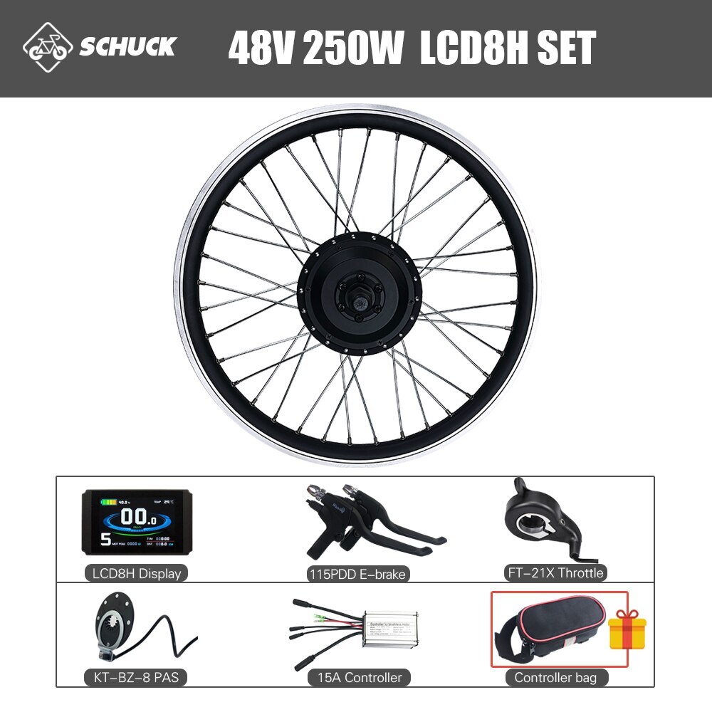 36V 48V 250W MTB Ebike Front Drive Brushless Gear Hub Motor Wheel Conversion Kit