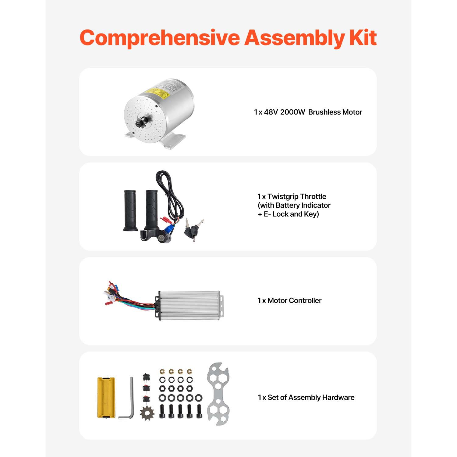 Uimoso 48V 2000W Brushless DC Motor Kit with Speed Controller, 4300 RPM