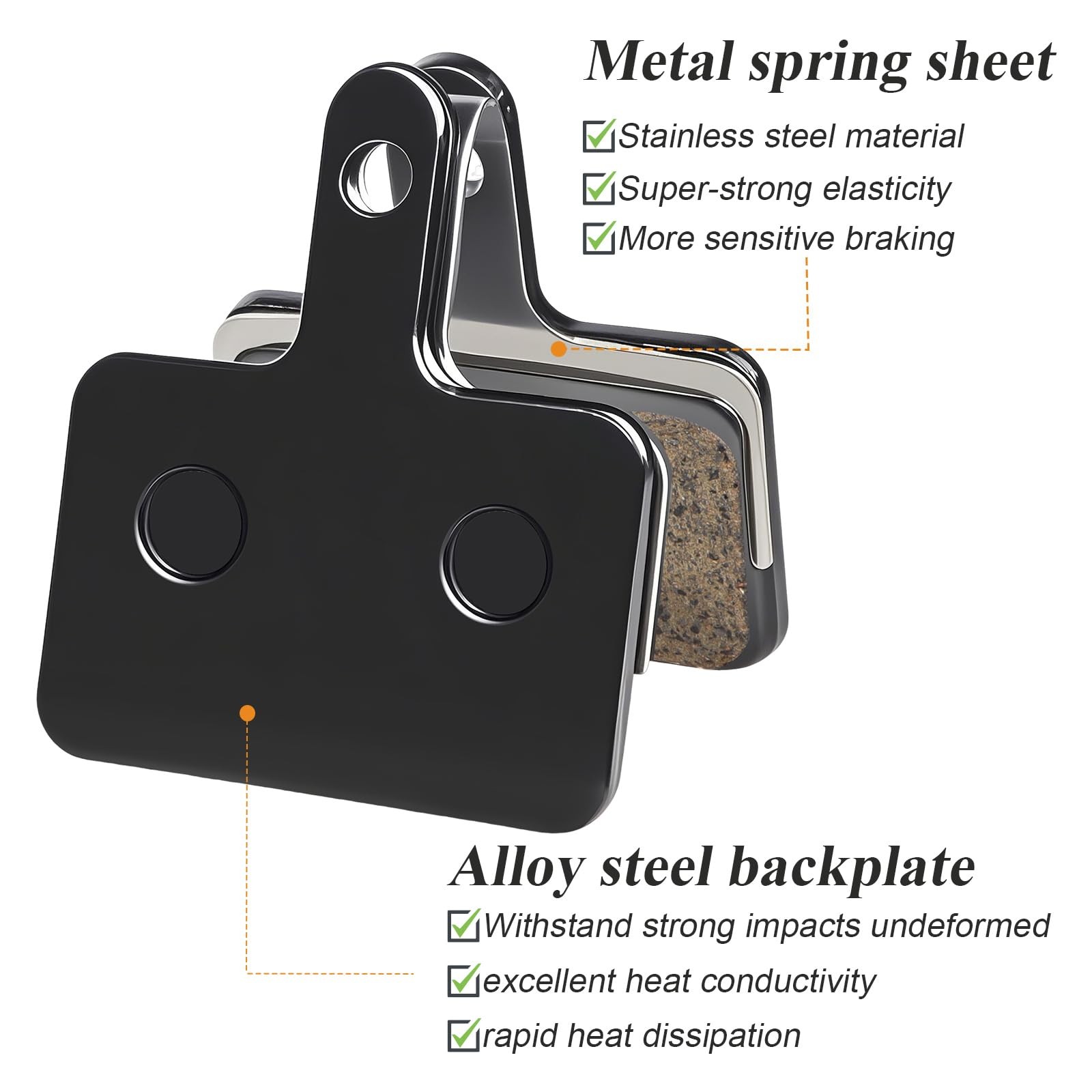 4 Pairs Black Bicycle Disc Brake Pads 1.18 x 1.38 Inch