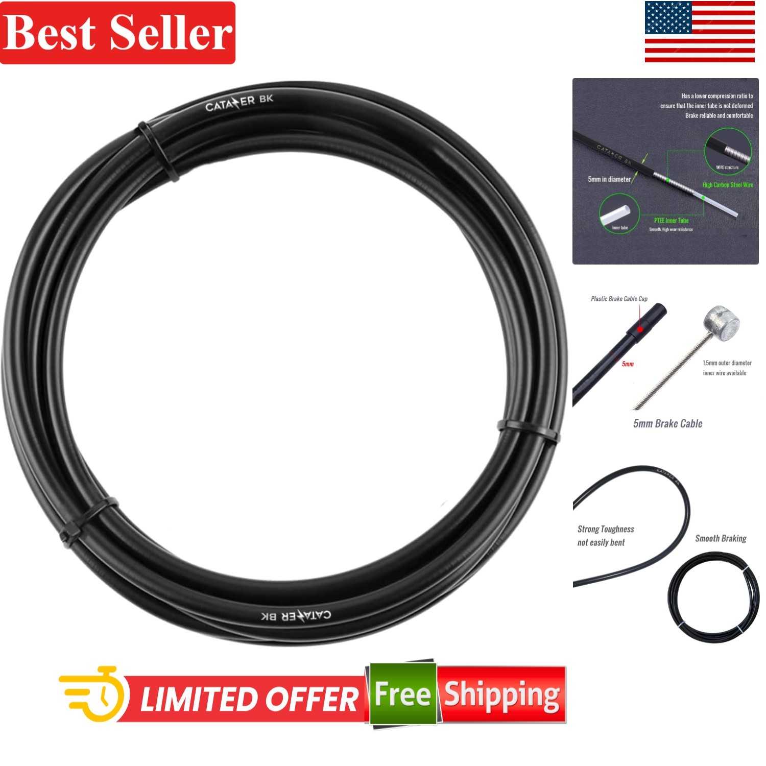 All-Weather Bicycle Brake Cable Housing – 50ft for Mountain & Road Bikes