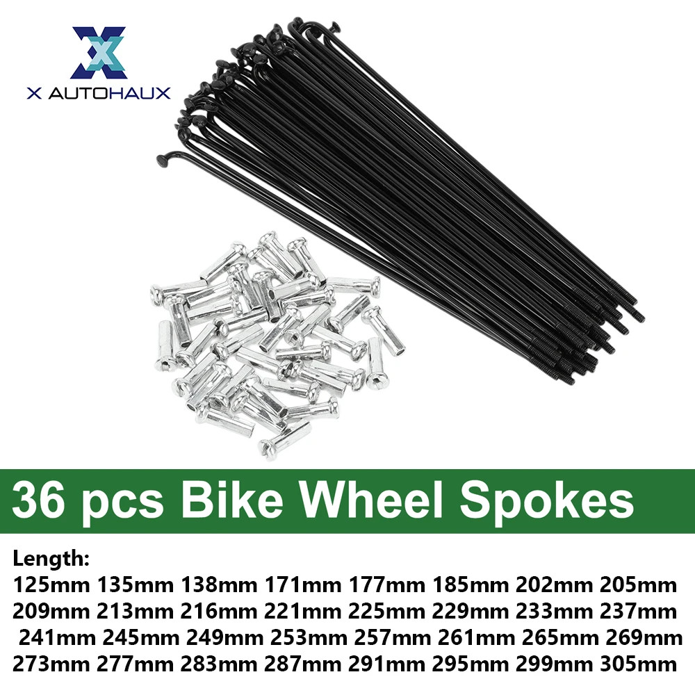 36PCS Bike Spokes 14G Carbon Steel 125-209MM MTB Road Bicycle Wheel Set