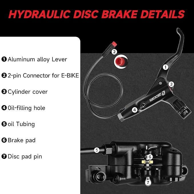 ZOOM HB876e E-Bike 4-Pistons Power off MTB Hydraulic Disc Brake Set 1110/1860MM