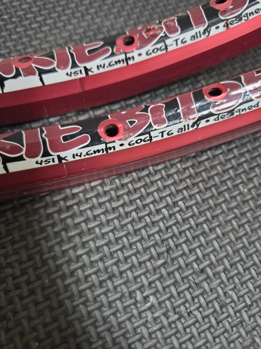 Alienation Ankle Biter 20 Inch 451×14.6mm Red Anodized 36 Hole Rims Pair 2 Used