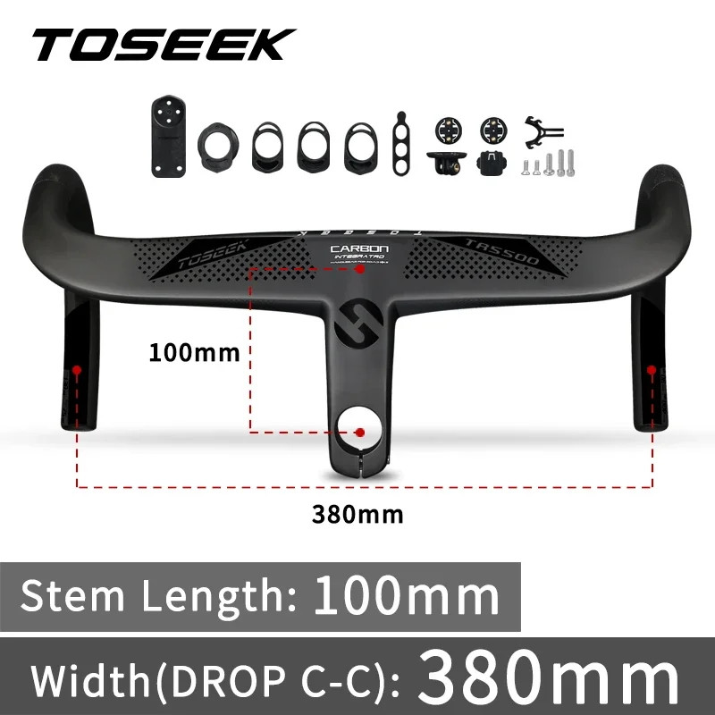 Bicycle Drop Bar Carbon Integrated Handlebar 28.6mm with Bike Computer Holder
