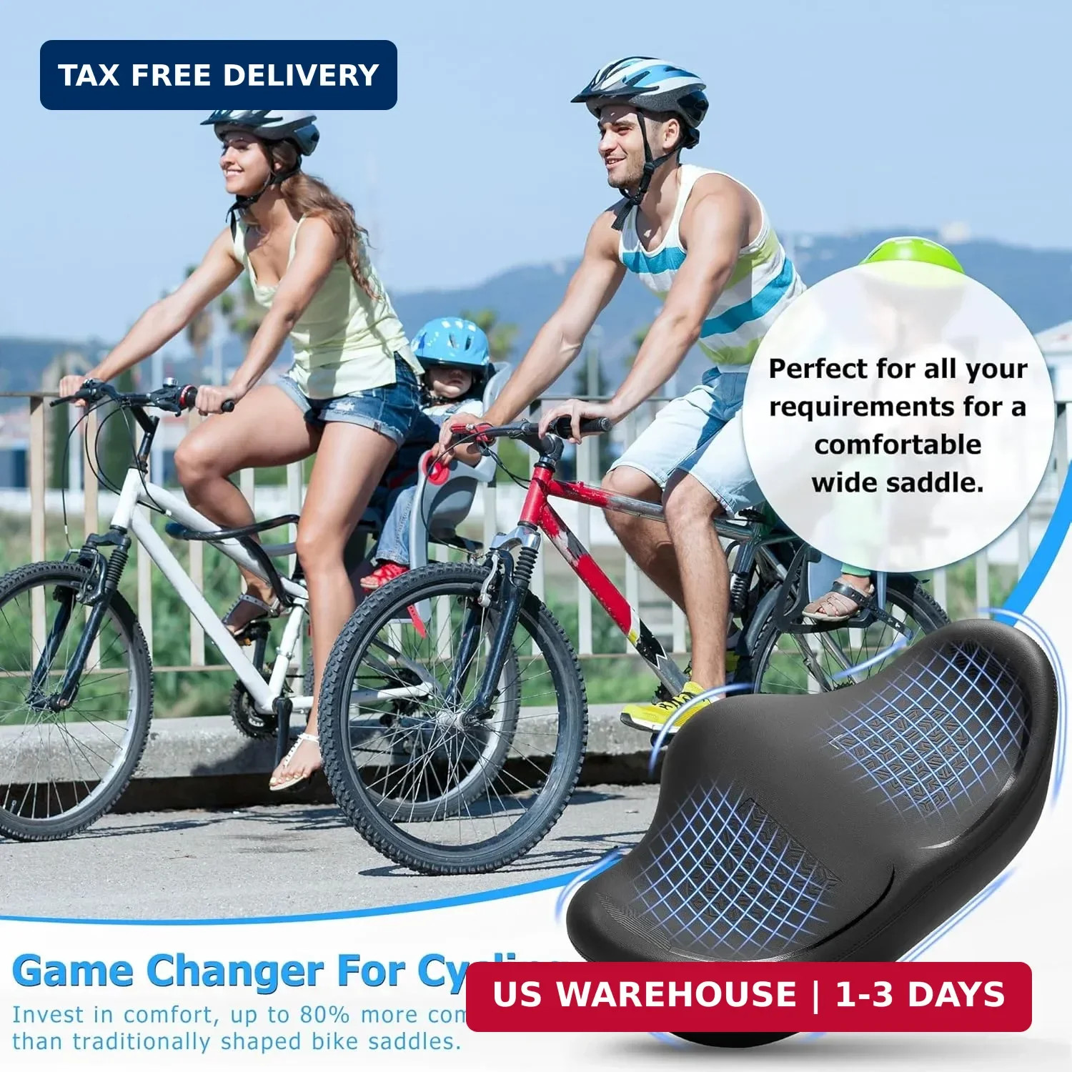 CDYWD Noseless Oversized Bike Seat for Men Women Comfort, Extra Wide Padded Bicy