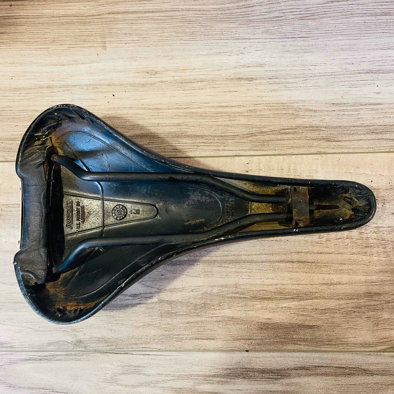 Vintage 1991 Avocet Racing I 1 Saddle Leather Black with Yellow