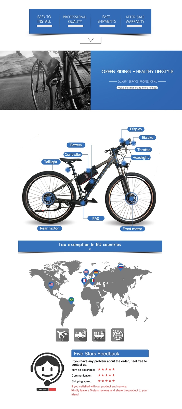 Electric Bicycle Controller 1000W 1500W 2000W 3000W 60A Sinewave Controller