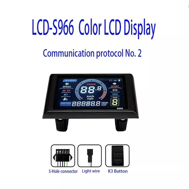 JN LCD S966 Color Display E-bike modification accessories 24V-72V WP/SM plug