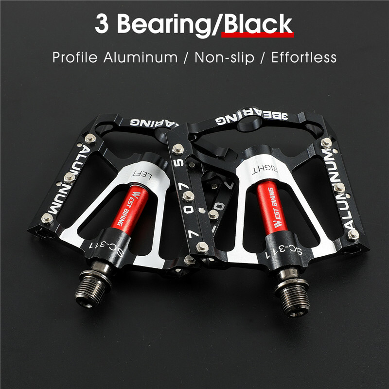 WEST BIKING 3 Sealed Bearing Bicycle Pedals Aluminum Cycling Bike Pedals 9/16 in