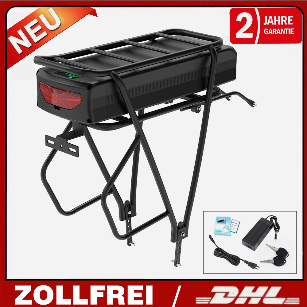 36V 48V 52V Rack Ebike Battery 20Ah for 3000W Motor with Tail Light