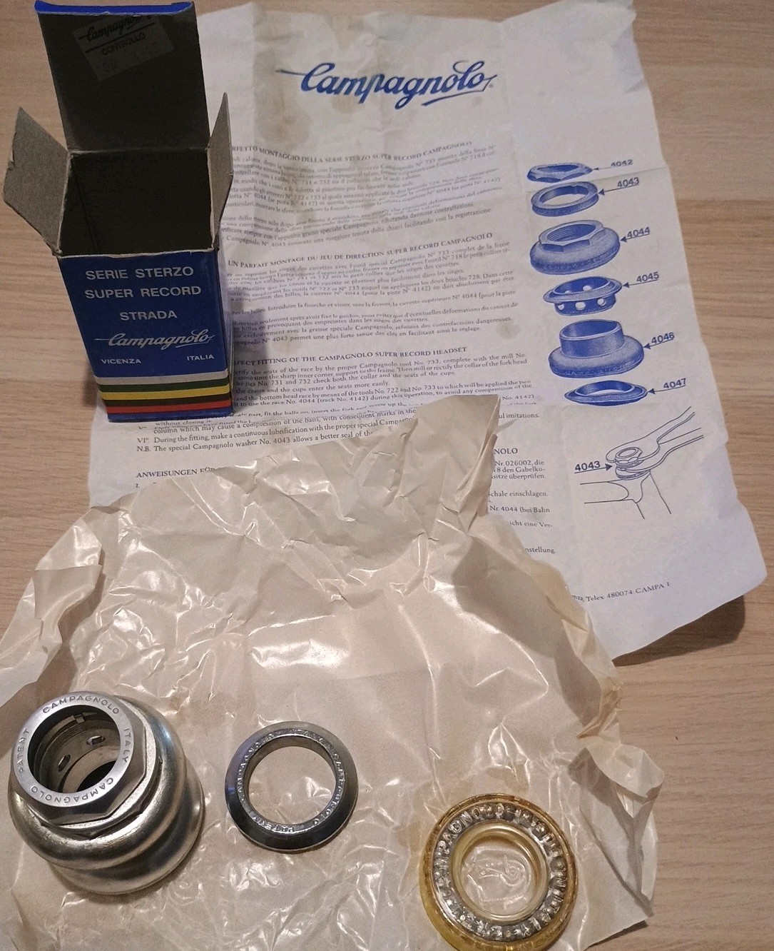 Nos Nib Campagnolo Super Record Headset 1′ Ita Steering Series New 25.4*24F