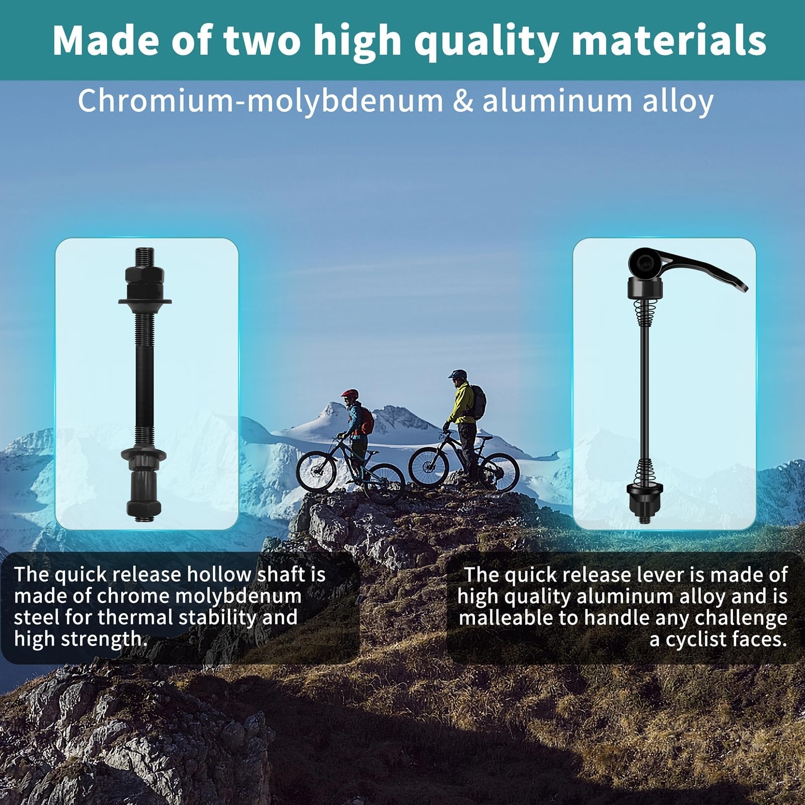 MTB Quick Release Set – Front & Rear Axle for Road & Mountain Bikes, 25mm Steel