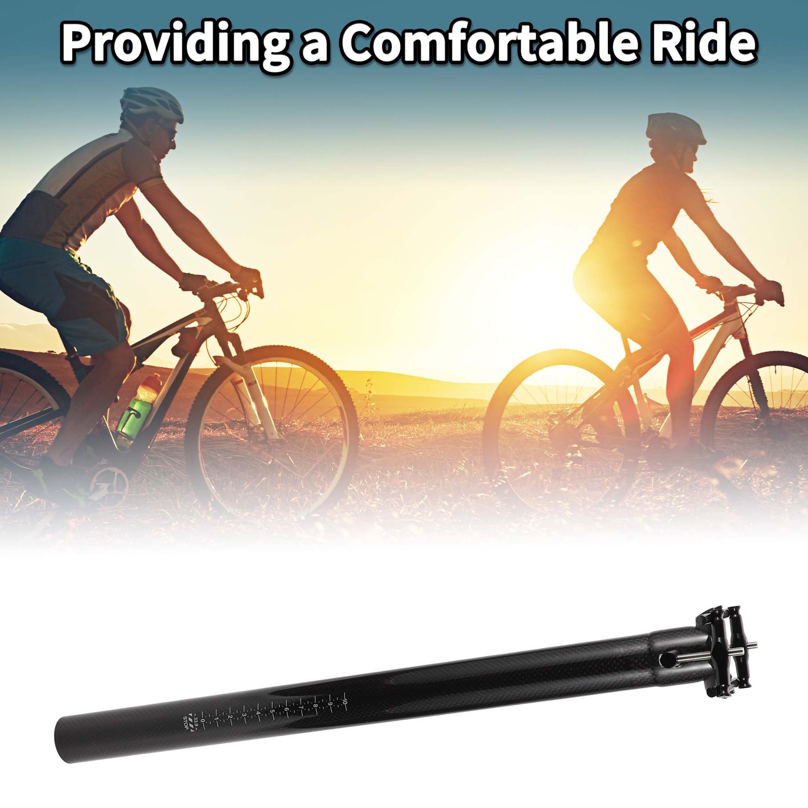 Bike Suspension Seatpost 33.9x400mm Saddle Post Seat Gloss Black Carbon Fiber