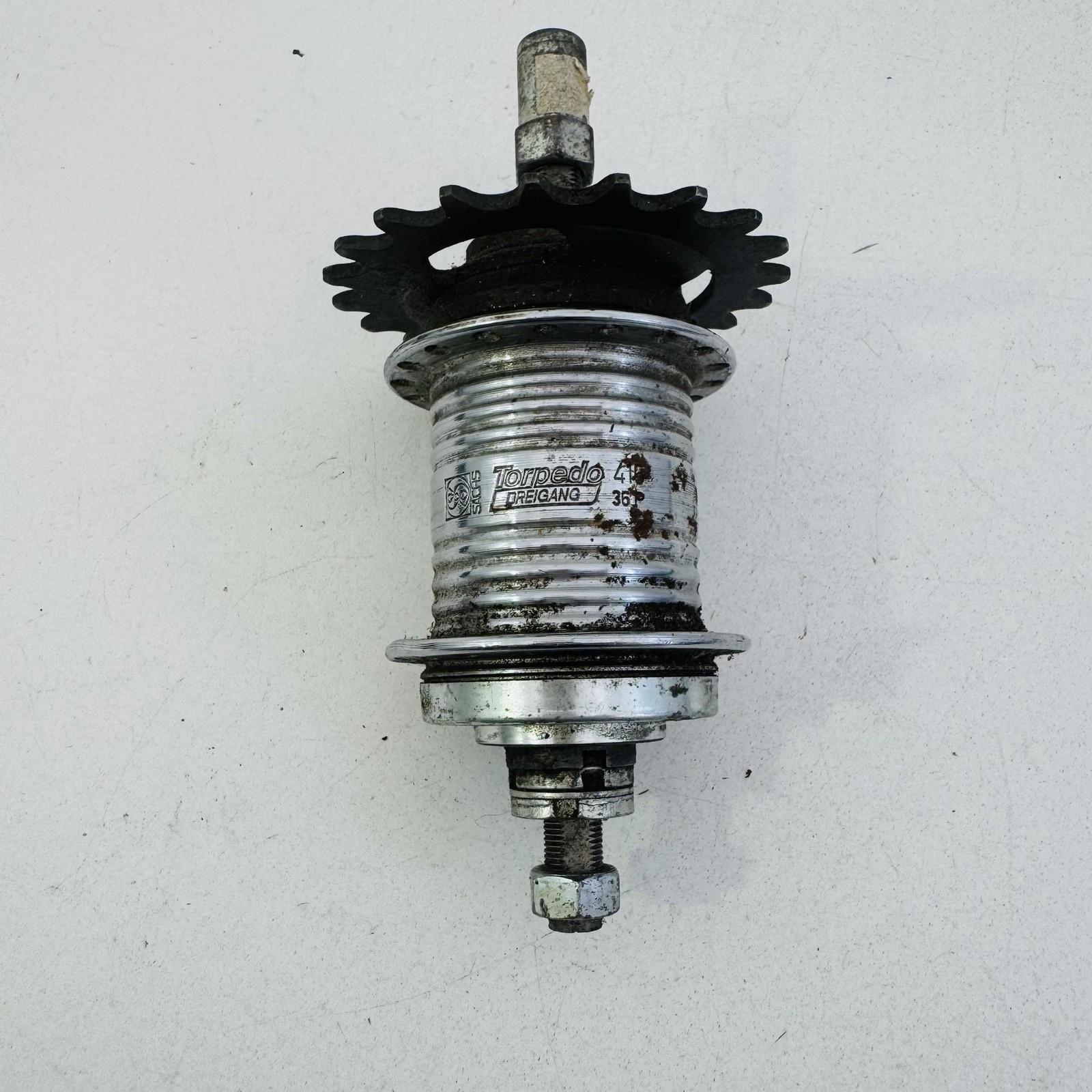 Vintage Sachs Torpedo Dreigang Coaster Hub 3 Speed 36H 110mm Silver Germany A53