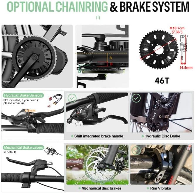 48V1000W Bafang Electric Bicycle 68-73mm Mid Drive Motor Ebike Conversion Kits