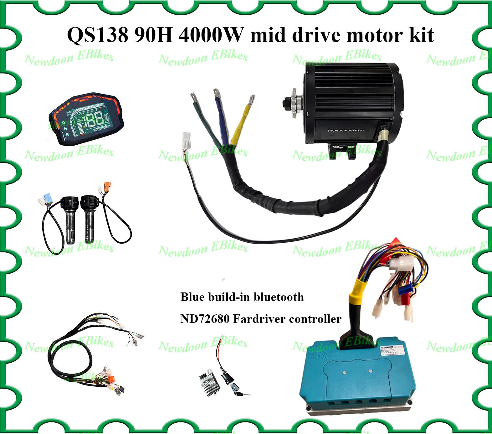 US Stock QS138 4000W 90H 120KPH Mid Drive Motor+ND72530 controller For Dirt bike