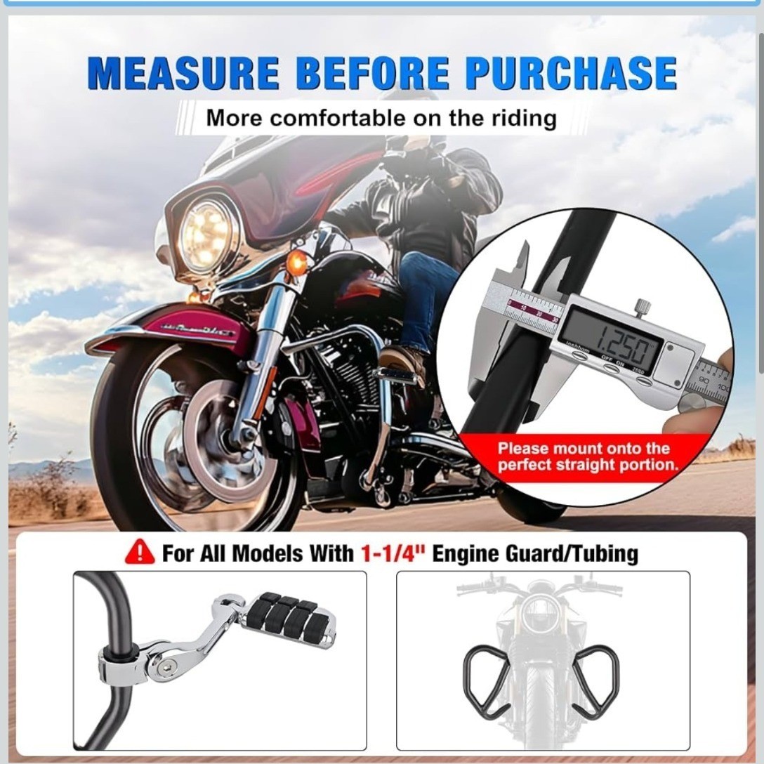1-1/4″ 1.25″ Motorcycle Highway Crash Bar Foot Pegs Fit For Harley Touring