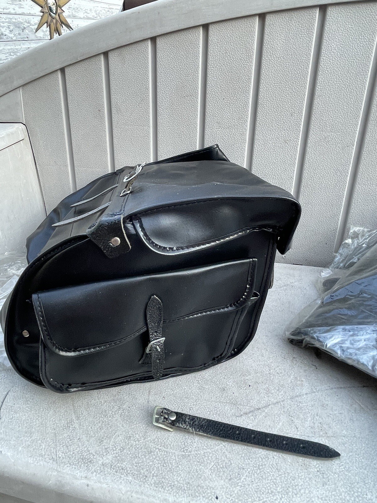 Pair Of New Old Stock Baycliff England Made Rare Black Vinyl Bicycle Saddle Bag
