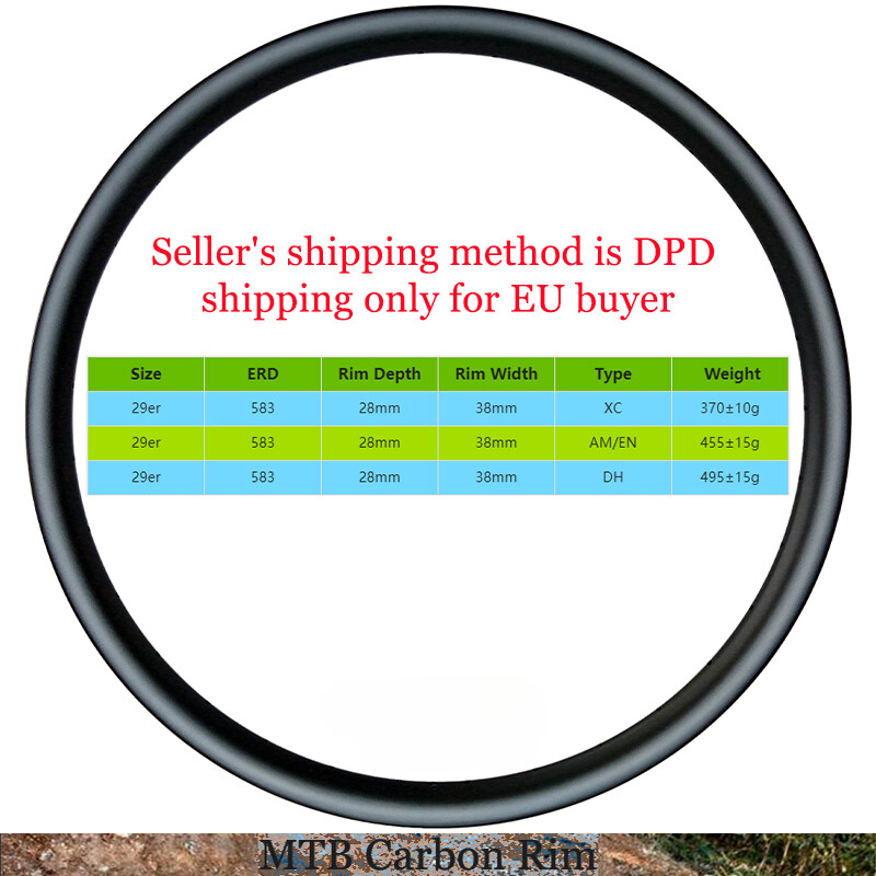 29er MTB Carbon Rim 38mm Wide 28mm Deep Asymmetric Tubeless 24 28 32 36 Holes