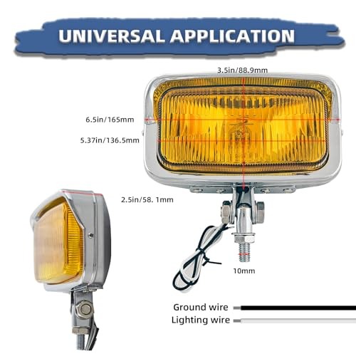 Vintage Motorcycle Headlight 6.5″x 3.5″ Upgraded LED 1025 chrome amber lens