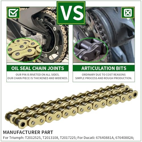Gold 525 X-Ring Chain06 Links Motorcycle Chain with Connecting 106 links 1