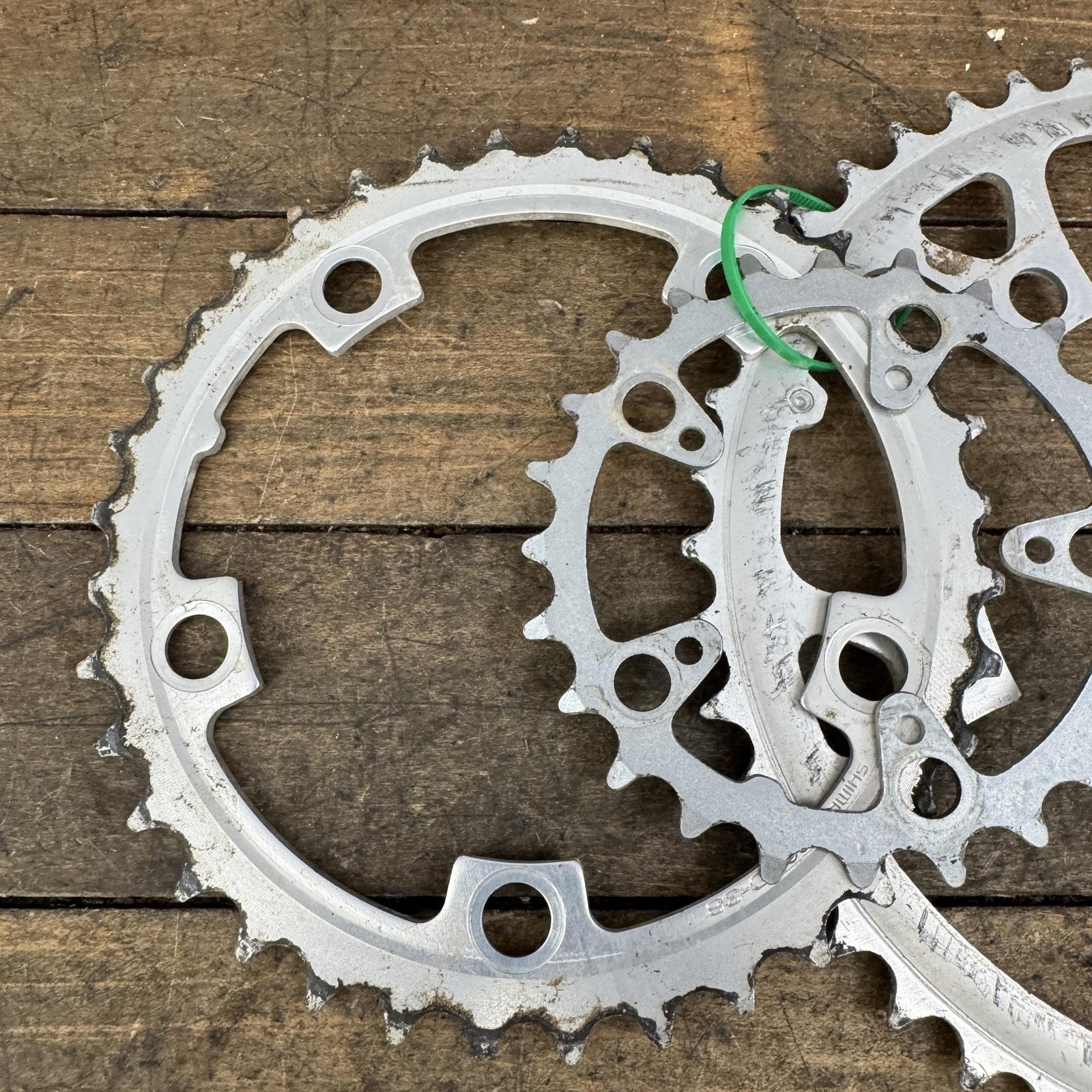 Vintage Shimano SG 46/36/24T Chainring Set 110/74 BCD Silver MTB Triple Deore