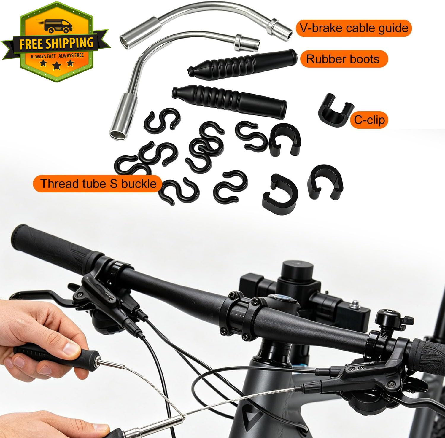 107PCS Bike Brake Shift Cable Kit Stainless Steel Housing Wire Cutter Set