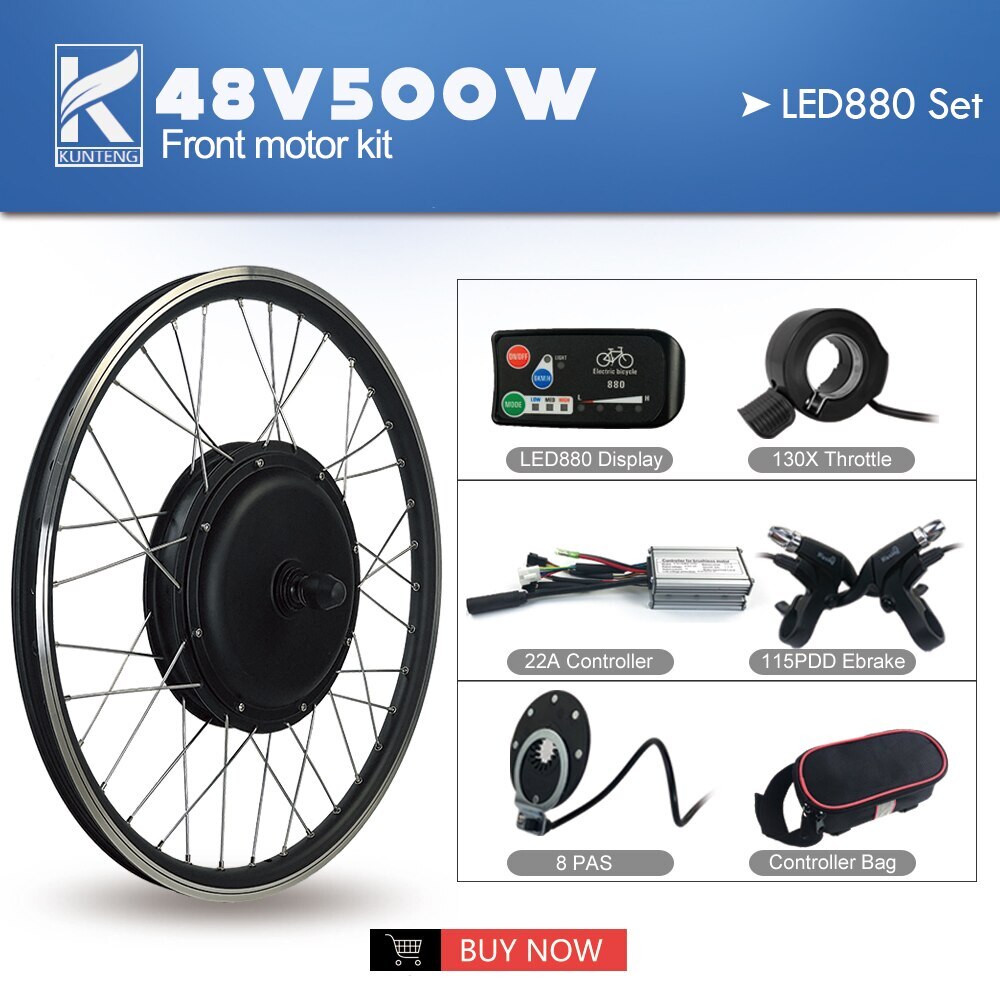 E-bike Conversion Kit Brushless Gearless Front Wheel Motor 36V 48V 500W Display