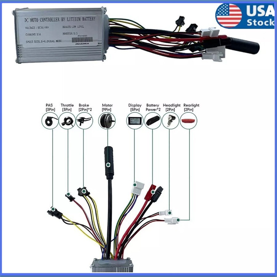 E-bike 36V 48V 6 FET 15A 250W Brushless Motor JN Controller For Electric Bicyc .