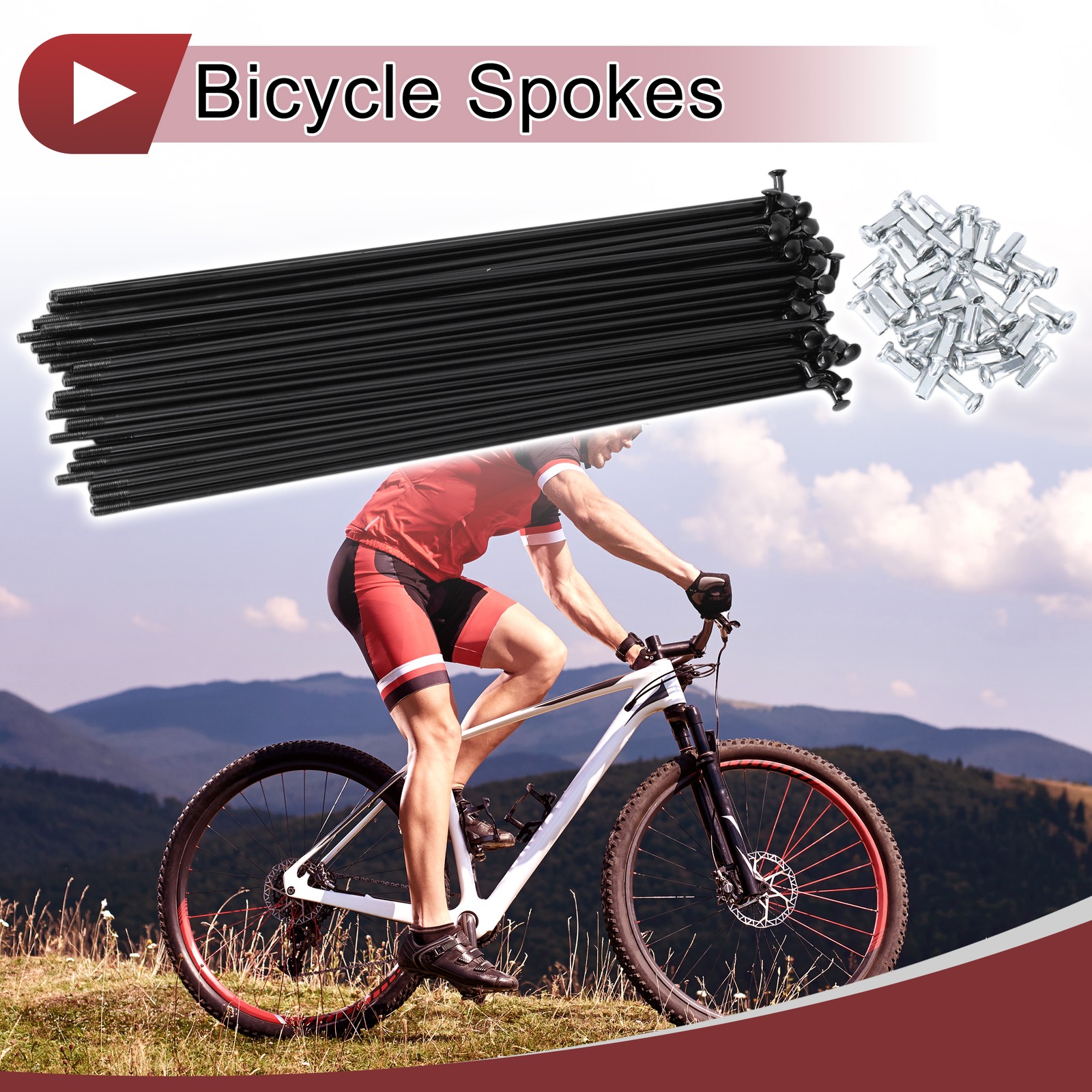 36 Set 12G Bicycle Spokes 193mm Bike Wheel Spokes 45 Steel Black