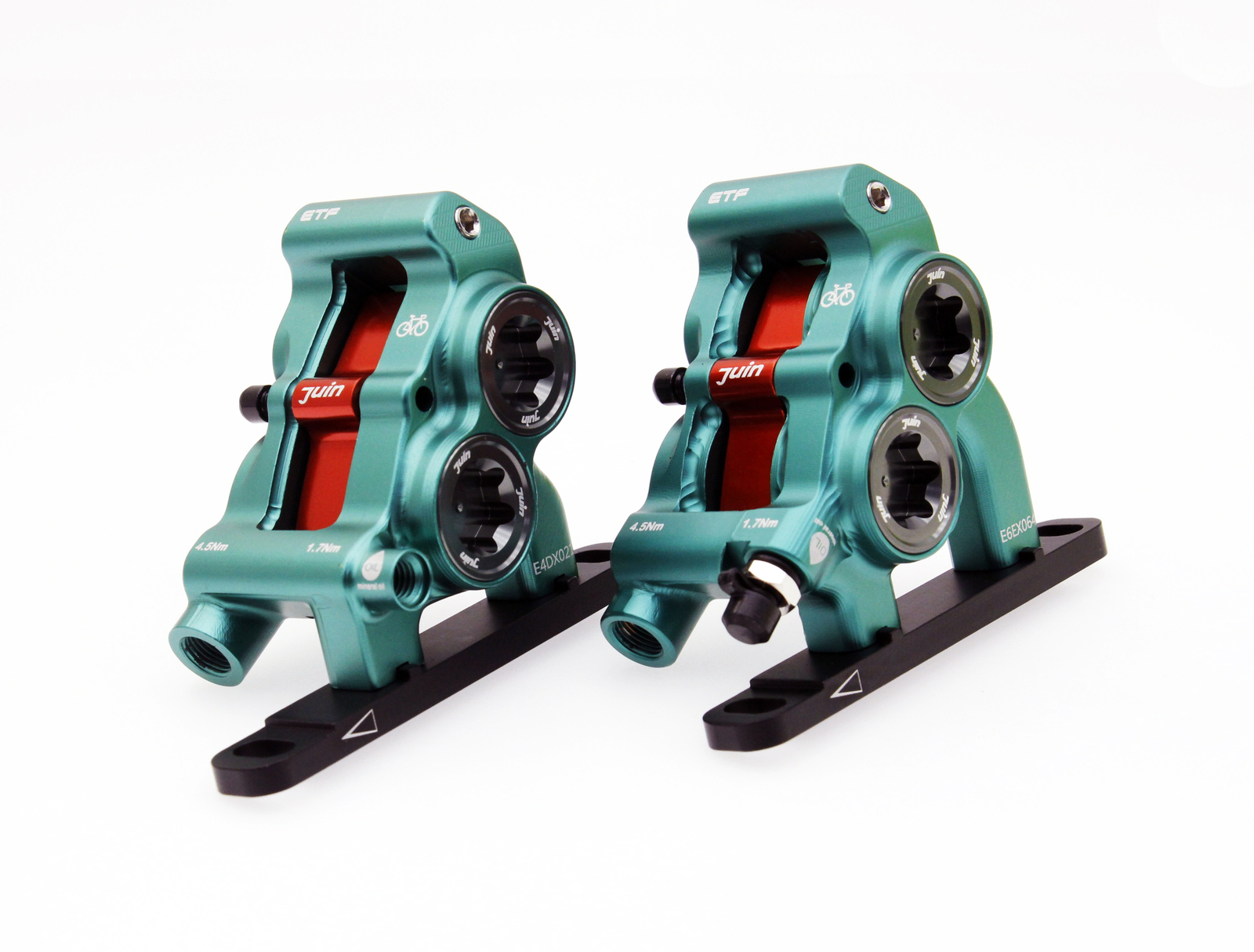 Juin Tech ETF 4-Piston Flat-Mount Hydraulic Brake Caliper Set 160mm for Shimano