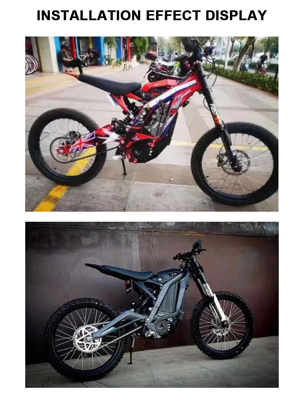 29/27.5er Electric Dirty Bike Front Suspension Air Fork 60lbs Rear Shock 265mm