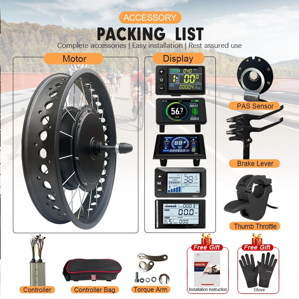 48V 2000W 20 24 26inch Snow Fat Electric Bike Brushless Rear Rotate Hub Motor