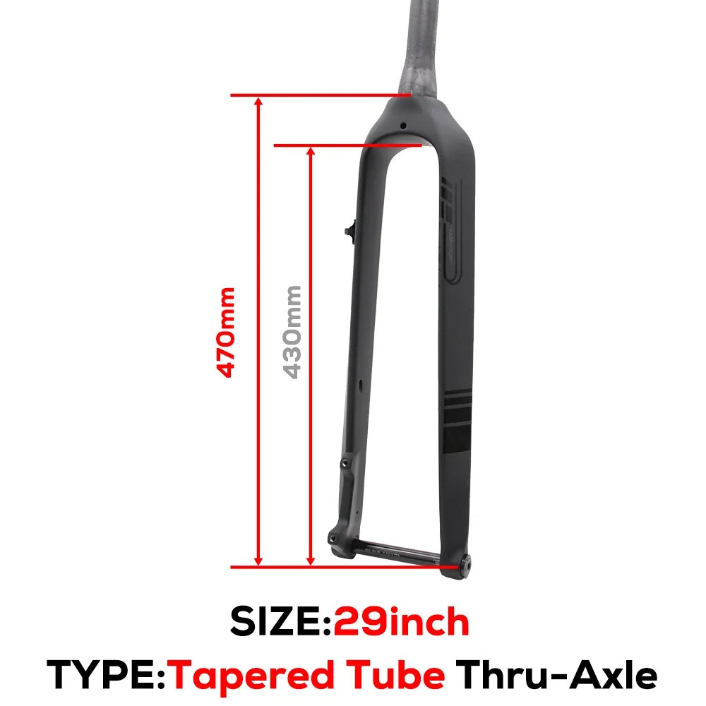Full Carbon MTB Rigid Fork 26 27.5 29er Straight Tapered Tube 15*100mm Thru Axle