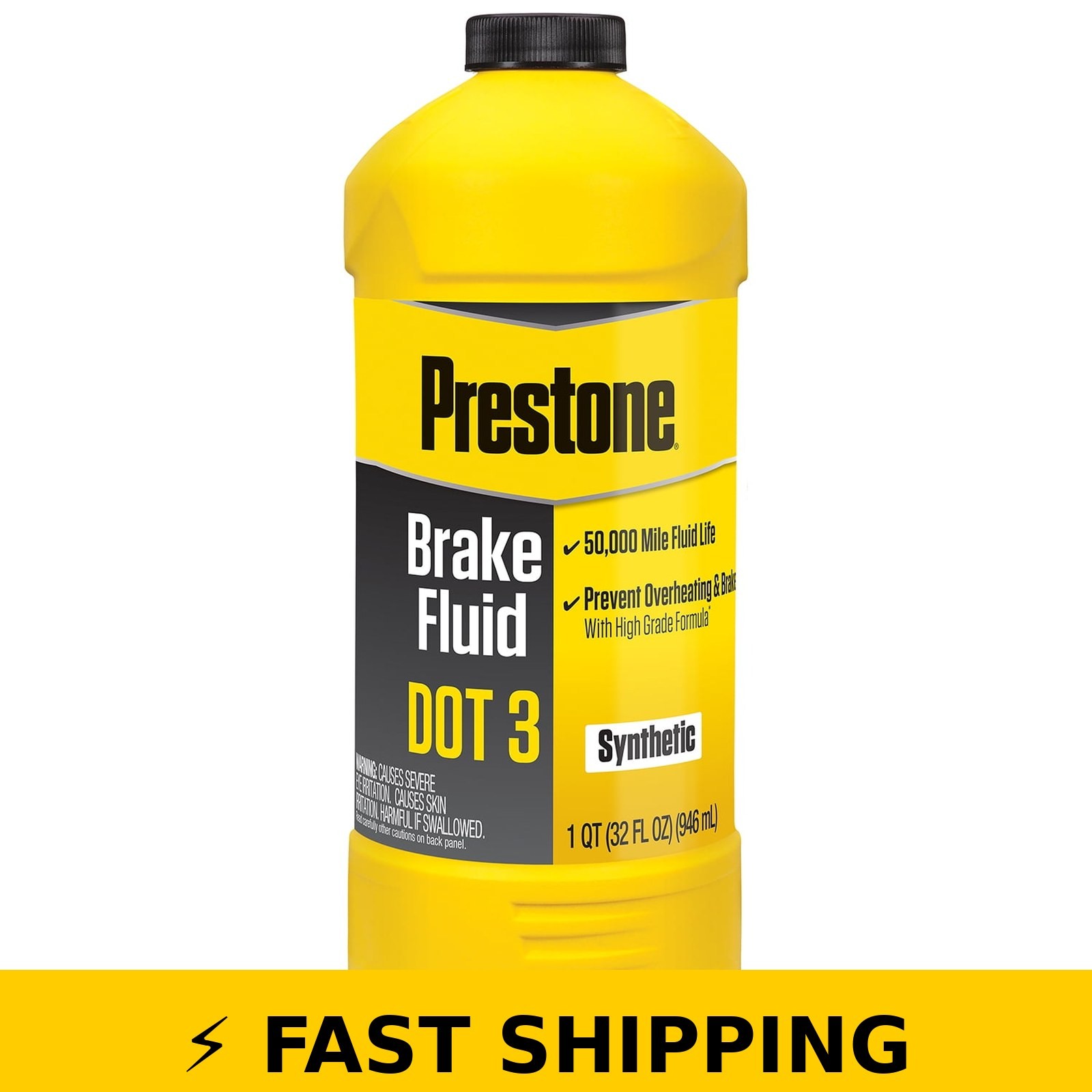 Prestone DOT 3 Brake Fluid – 32 fl oz Synthetic for Cars & Trucks
