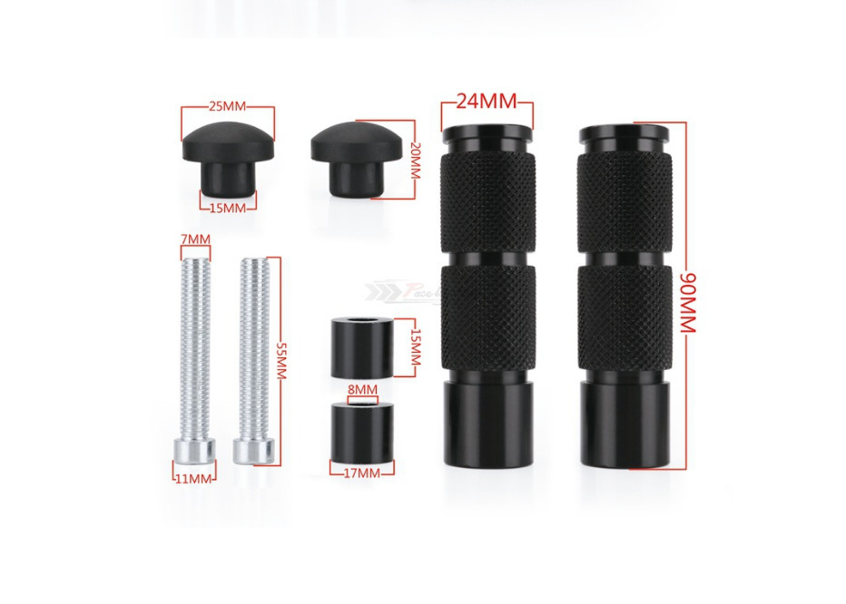 1 Set CNC Aluminum Alloy Motorcycle Foot Peg Bike Footpegs Round Foot Pedal