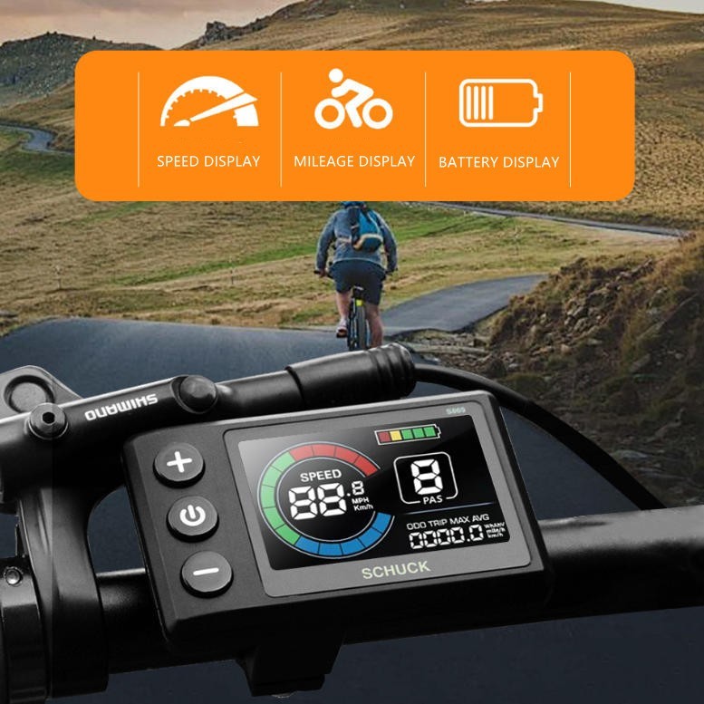 E-Bike Compatible S869 Smart LCD Color Screen with light wire 5PIN+2PIN SM plug.