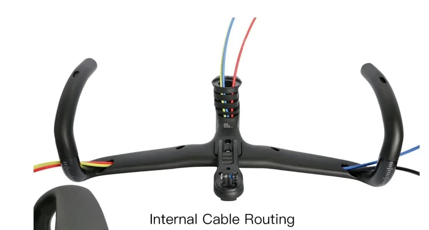 Road Bicycle Integrated handlebar Internal Routing Cable Carbon with Mount