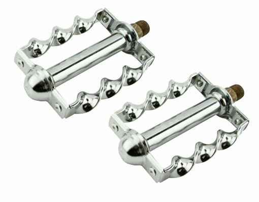LOWRIDER BICYCLE STEEL FLAT TWISTED PEDALS IN CHROME COMPATIBLE WITH 9/16 CRANK