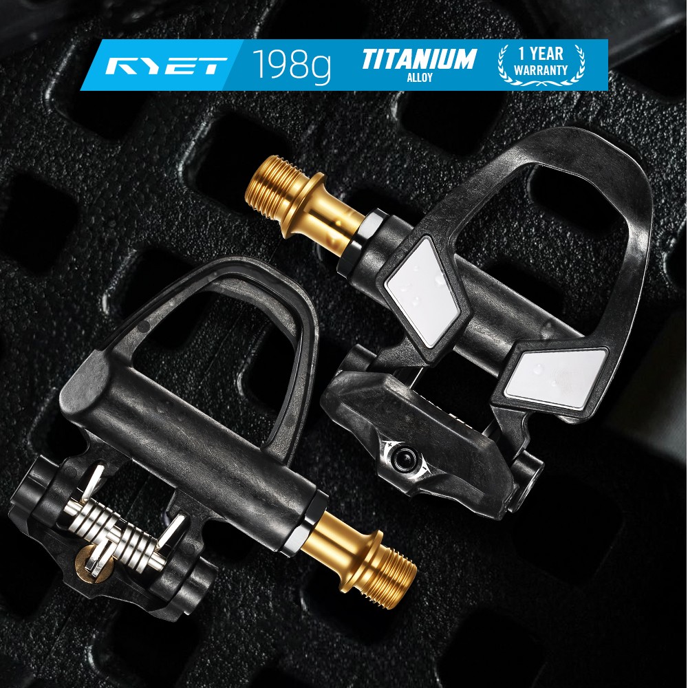 RYET Carbon Road Bike Pedals 198g Titanium Spindle DU Bearings 6° Float SPD