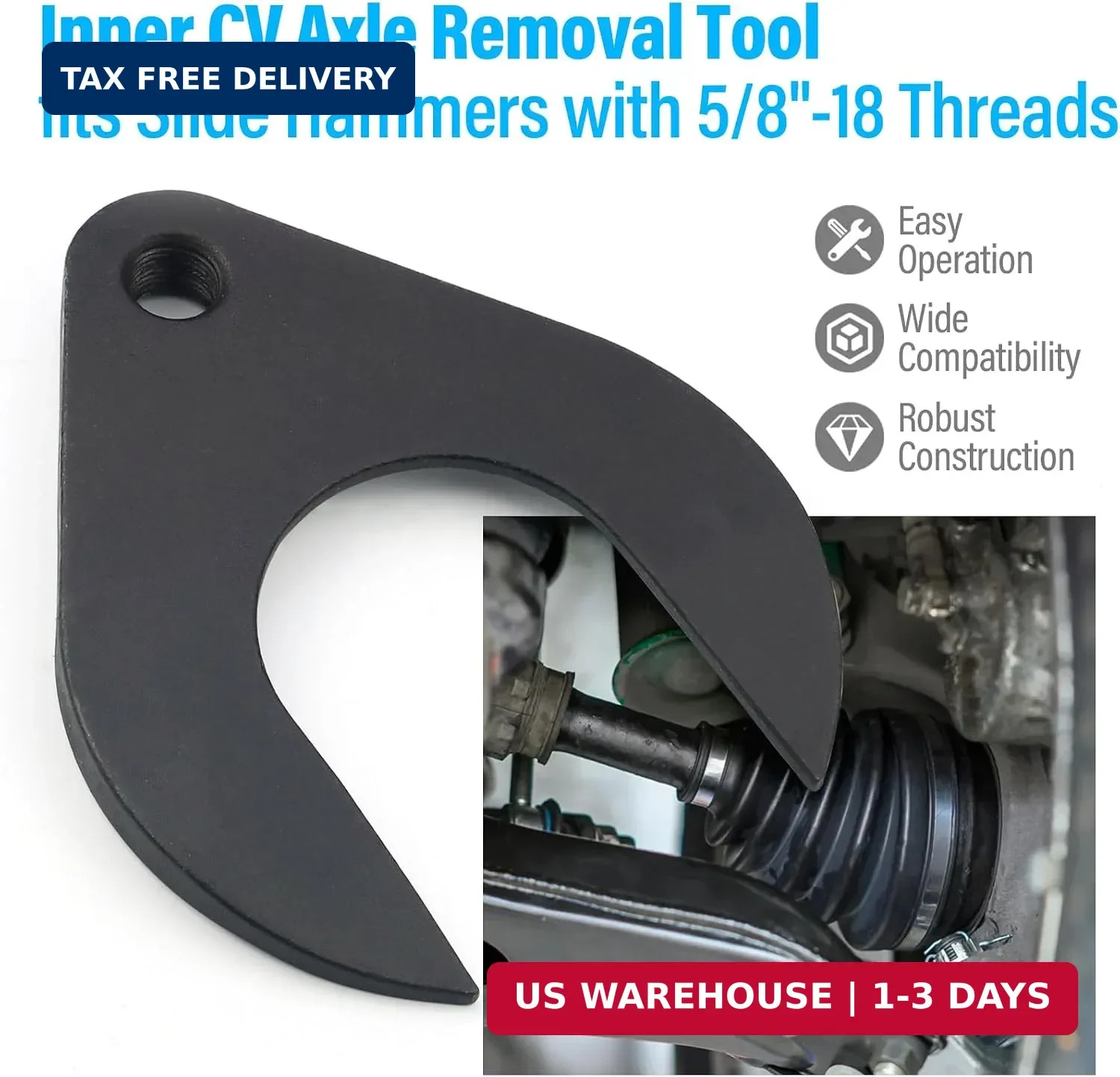 63mm Inner CV Axle Puller Removal Tool with Nut, Front Wheel Drive Axle Pulley A
