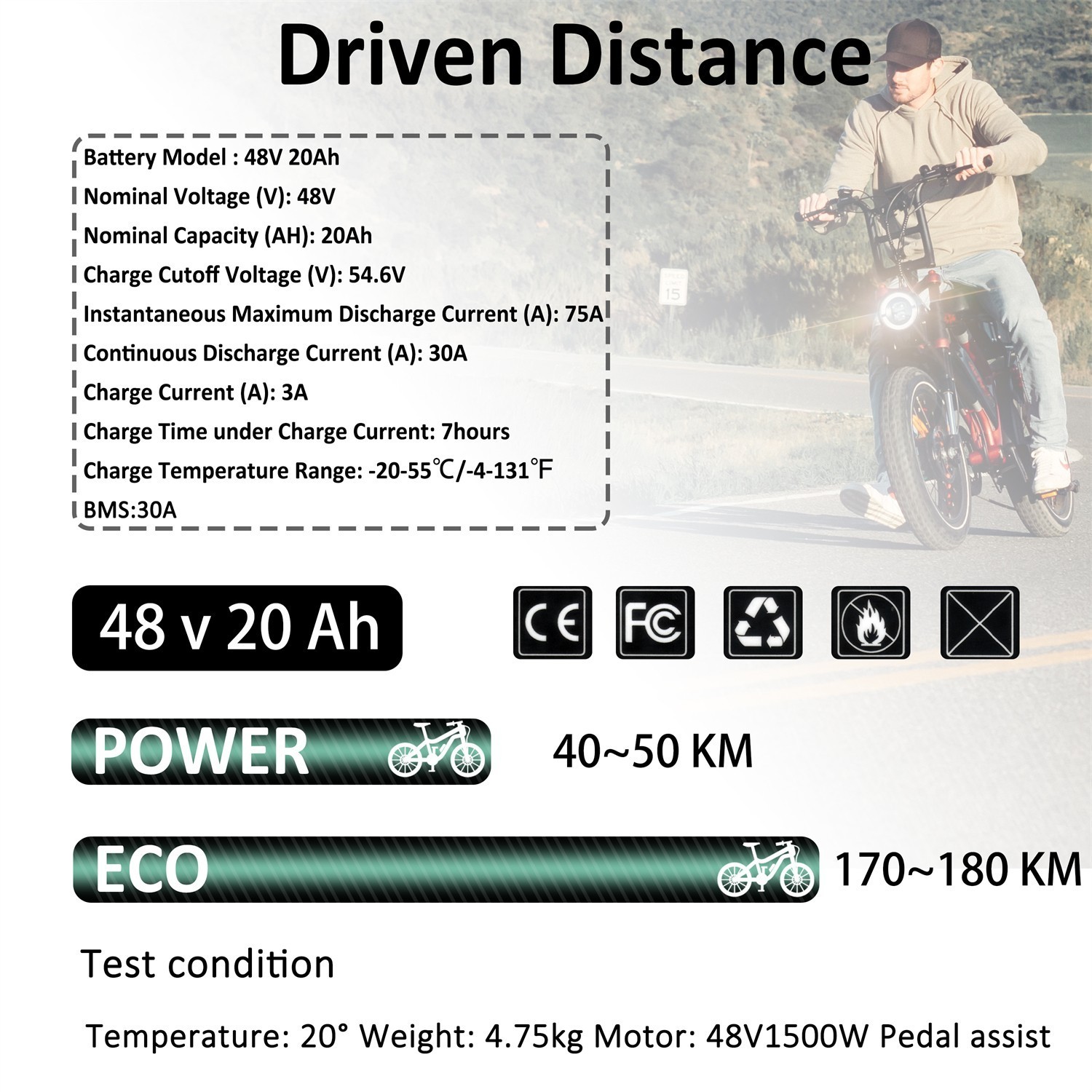 48V Ebike Battery 20AH /15AH/10AH Lithium ion Battery For Bicycle 0-1800W Motors